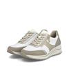 Rieker Laced Wedge Trainer With Side Zip - White Combi